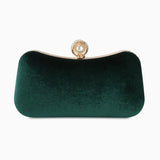 Elise | Samt-Clutch mit Perlenverschluss & Gold-Details – Elegante Abendtasche für Damen – Grün