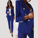 Elske | Damen Zweireiher Blazer Hosenanzug Set – Marineblau