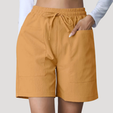 Emilia | Damen Entspannte Shorts mit Kordelzug – Orange
