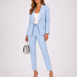 Emmaline | Damen Zweiteiliger Business Anzug Set – Hellblau