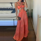 Damen Ärmellos Maxi Sommerkleid – Orange
