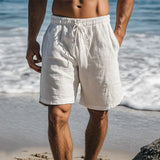 Ennio | Herren Strandhose Shorts mit Kordelzug – Weiß