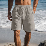 Ennio | Herren Strandhose Shorts mit Kordelzug – Grau