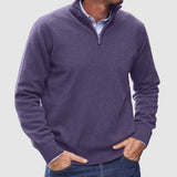 Erasmus | Herren Half-Zip Pullover Langarm Strickpullover – Dunkellila