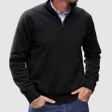 Erasmus | Herren Half-Zip Pullover Langarm Strickpullover – Schwarz