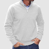 Erasmus | Herren Half-Zip Pullover Langarm Strickpullover – Weiß