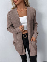 Uliana - elegante lange damen-strickjacke mit v-ausschnitt – Rosa
