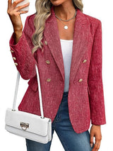 Estrid | Damen Zweireihiger Blazer mit Reverskragen – Rot