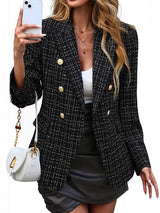 Estrid | Damen Zweireihiger Blazer mit Reverskragen – Schwarz