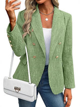 Estrid | Damen Zweireihiger Blazer mit Reverskragen – Grasgrün