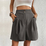 Halia - hoch taillierte Shorts mit Soft-Touch – Grau