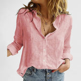 Evelina | Damen Blumendruck V-Ausschnitt Langarm Bluse – Rosa
