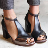Evelina | Damen Peep Toe Blockabsatz Pumps – Schwarz