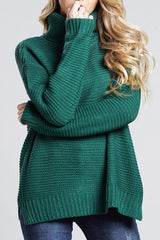 Damen Lässige Grobstrickpullover | Rollkragen – Grün