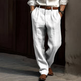 Carlos - Retro-Leinenhose für Herren – Weiß