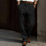 Carlos - Retro-Leinenhose für Herren – Schwarz