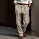 Carlos - Retro-Leinenhose für Herren – Beige