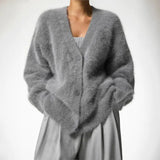 Warme Damen Strickjacke | Winter – Dunkel Grau