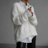 Strickjacke Damen Weich V-Ausschnitt | Elegant Locker – Weiß