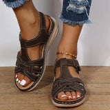Orthopädische Komfort-Sandalen aus Vintage-Leder – Schwarz