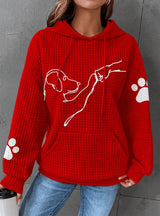 Warmer Damen-Kapunzenpulli | Mit Hunde-Drucken – Rot