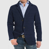 Lois - Elegante Herrenjacke mit langen Ärmeln und Pattentaschen – Dunkelblau