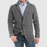 Lois - Elegante Herrenjacke mit langen Ärmeln und Pattentaschen – Dunkelgrau