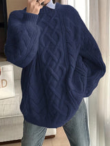 Elayra - Locker Sitzender Strick Pullover – Blau