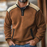 Marco | Fleece Pullover mit Reißverschluss – Braun