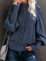 Tinsley – Lässiger Langarm Strickpullover – Blau