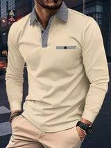 Nikolas - Langärmliges Polohemd mit Revers für Herren – Khaki