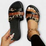 Leoparden-Sandalen mit Kreuzriemen – Schwarz