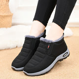 Winterschuhe Damen | Knöchelhoch Slip On Flach – Schwarz