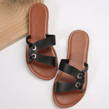 Alma - Weiße flache Sandalen mit Schnallenverschluss und Boho-Stil – Schwarz