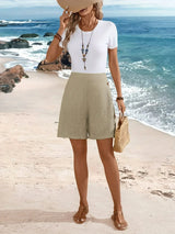 Marlene | Elastischer Bund Shorts – Khaki