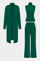 Luanne | Elegantes Dreiteiliges Set aus Geripptem Strick – Schwarz