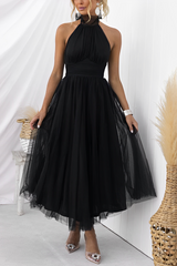 Serrena - Elegantes Rollkragenkleid für Damen – Schwarz