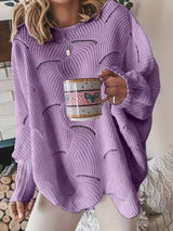 Schlichter, lässiger strickpullover – Hellviolett