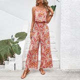 Livia | Damen Jumpsuit mit quadratischem Ausschnitt und Spaghetti-Trägern – Rosa