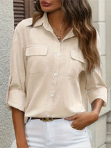 Athena - Baumwollhemd Mit Fronttaschen – Beige
