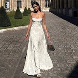 Alésia | Elegantes besticktes enges Kleid mit Trägern – Weiß