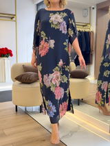 Halle - Lockeres, florales Maxikleid – Blau