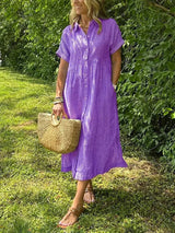 Samara - Stilvolles Gestreiftes Hemdkleid – Purpur