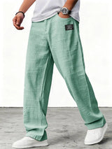 Lushan - Weite Leinen Hose – Grün