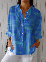 Grethe | Ocean Waves Shirt – Blau