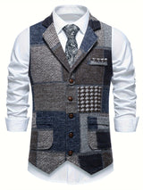 Evren - Maßgeschneiderte Patchwork-Weste – Blau