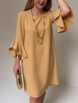 Hilaria - Minikleid mit Rüschenärmeln – Khaki