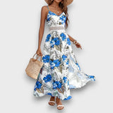 Caliora – Maxikleid mit tropischem Print – Blau