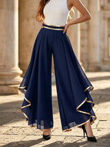 Querida - Drapierte Palazzohosen – Marineblau