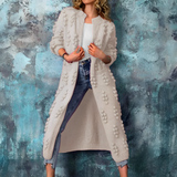 Damenmantel aus gestrickter  -ROWOHT – Beige